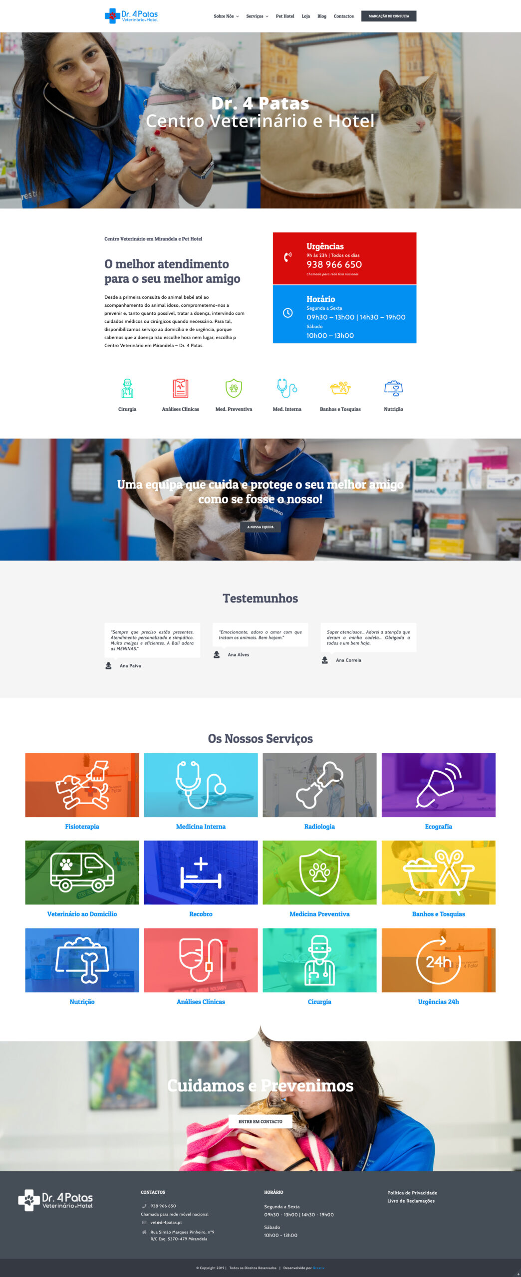 desenvolvimento website dr 4 patas mirandela