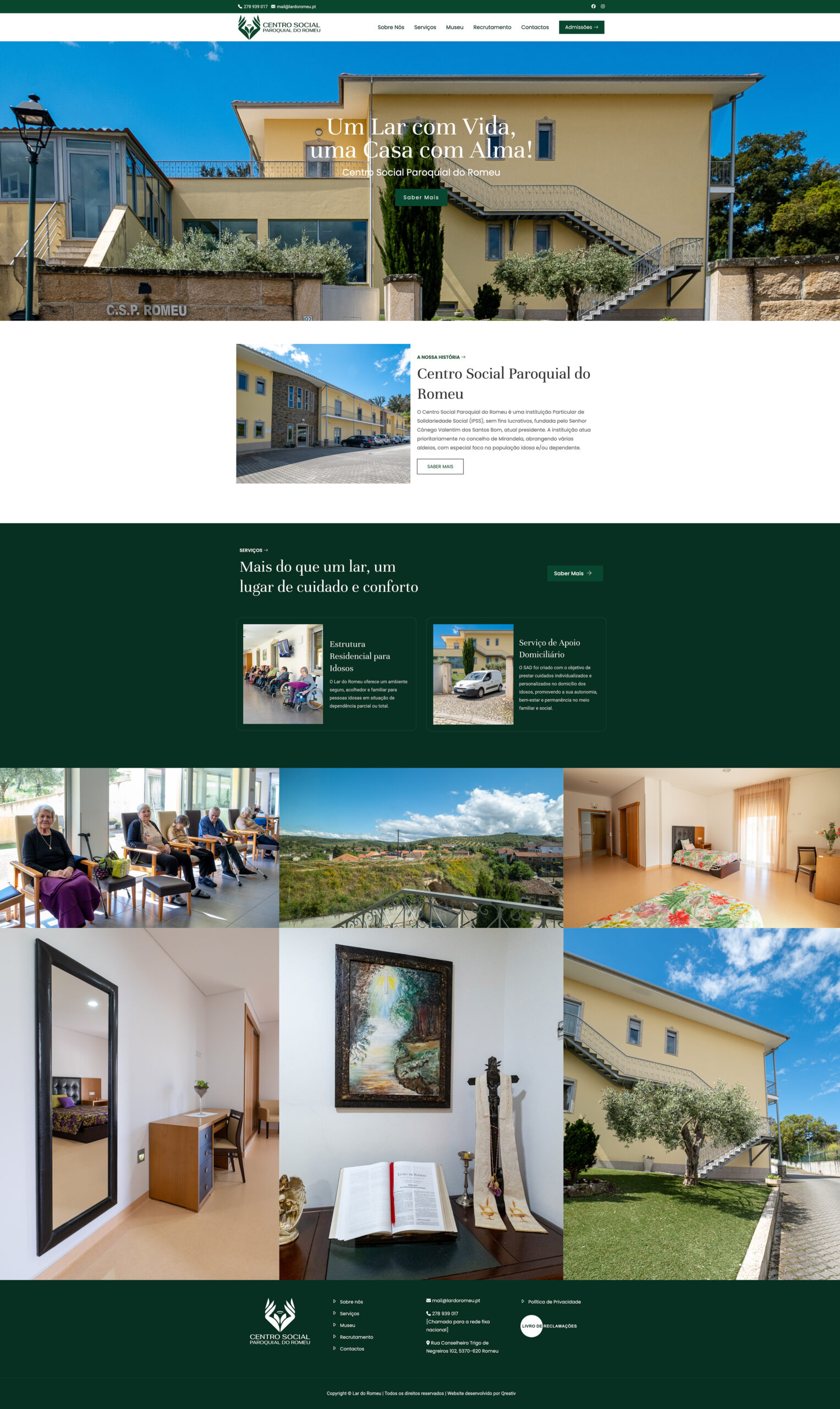 desenvolvimento website lar do romeu mirandela
